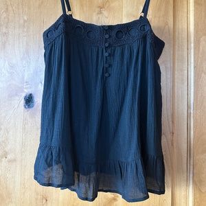 Lovestich Crochet Trim Flowy Cami Size M Black